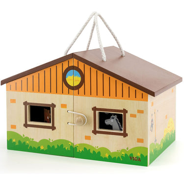 Foldable Wooden Horse Stable Activity Toy